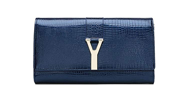 Yacn Women Crocodile Genuine Leather Shoulder Bags Evening bags with Metal Chain for girls Clutch