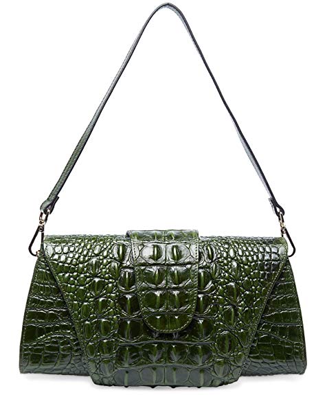 PIFUREN Crocodile Pattern Leather Tote Clutch with Shoulder Strap Womens Purses