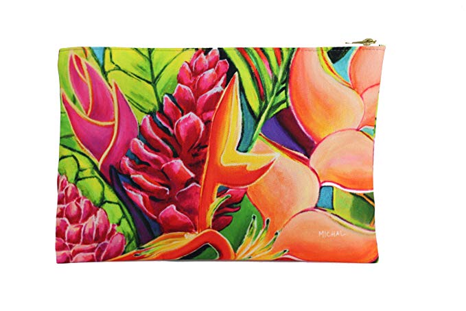 Hawaii Clutch Tropical Unique Hand Bag by MICHAL - Contemplation Flowers - Kauai - 12.5x8.5