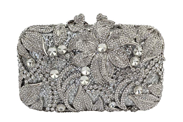 Yilongsheng Women's Square Evening Party Clutches with Leafy and Floral Crystal Diamonds …