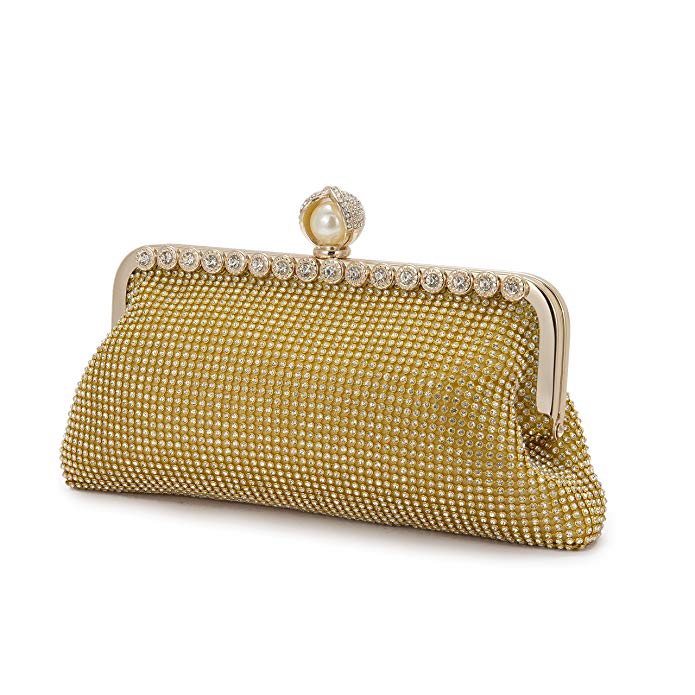 Evening bags shining Women gold diamond pearl beads Clutches handbags Ladies Wedding Purses Party Bags