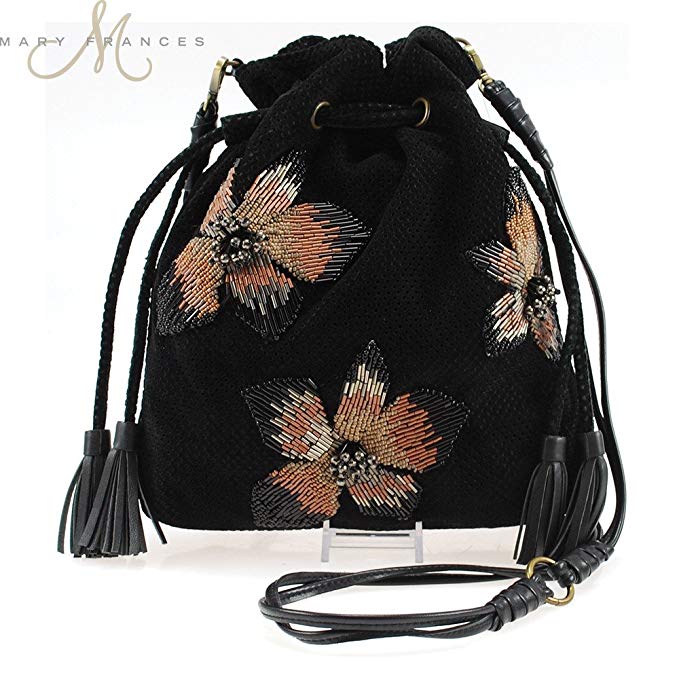 MARY FRANCES Big Sur Floral Embellished Drawstring Handbag