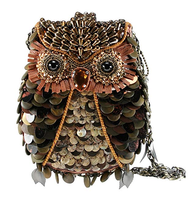 MARY FRANCES What A Hoot Owl Copper Brown Convertible Clutch Handbag