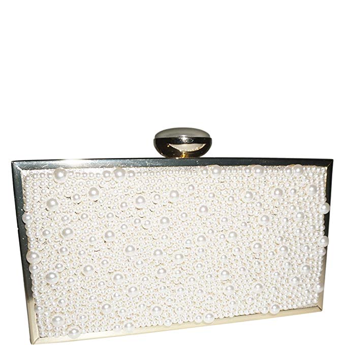 Inc International Concepts Lyvia Imitation Pearl Clutch Ivory Gold