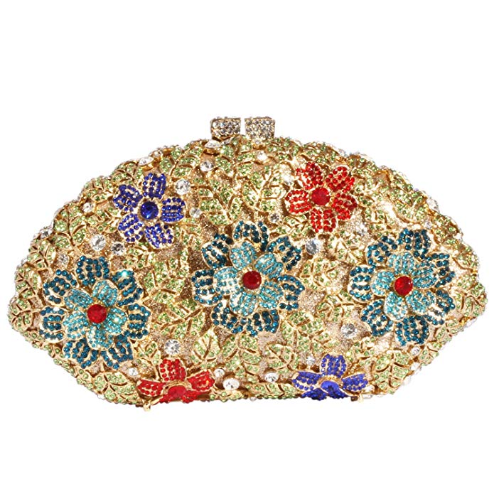 Digabi Flower and Butterfly Women Crystal Evening Clutch Bags