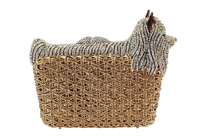 Yilongsheng Women's Dog Shaped Evening Clutch Purses with Shiny Basket Diamonds