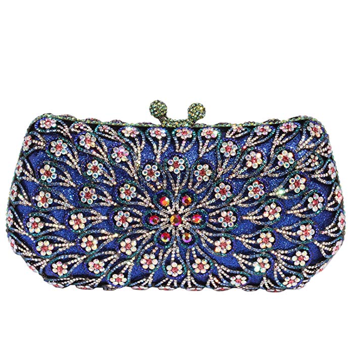 Digabi Exquisite Design Luxury Colorful Flowers Pattern Rectangle Shape women Crystal Evening Clutch Bags
